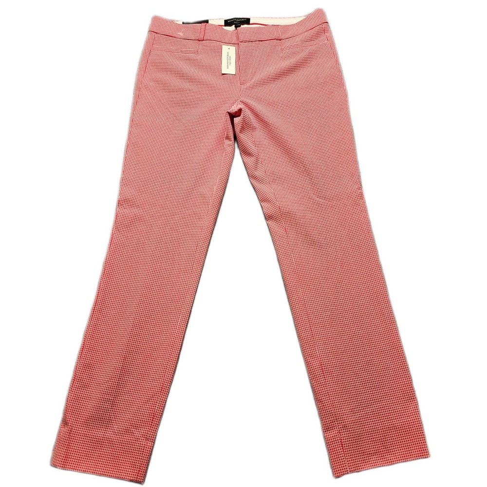 Banana Republic Factory Sloan Pants Womens 4 Red Grid Print Stretch Straight Leg